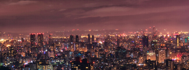Blurry Taipei Night Cityscape. Taiwan.