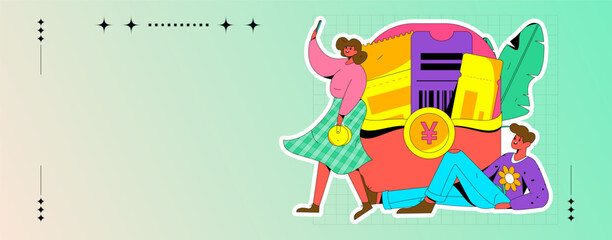 Obraz premium Internet finance and wealth management investment flat vector concept operation hand drawn illustration 