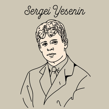 Sergei Yesenin Is A Russian Poet And Writer. One Of The Greatest Personalities Of The Silver Age. Vector.