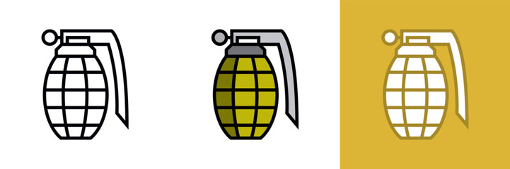 Military Hand Grenade Icon, The grenade icon is commonly used in military-themed designs and can symbolize danger, power, and warfare.