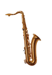 Saxophone isolated on transparent or white background.