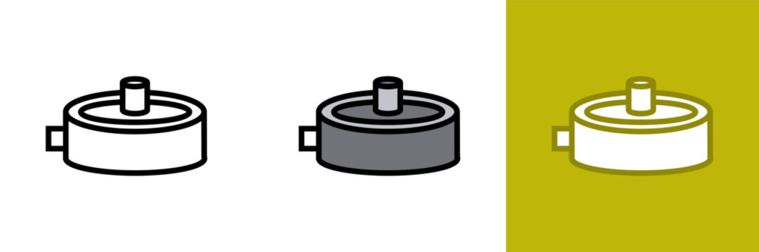 Military Landmines Icon, This icon represents military landmines, explosive devices that are placed on or under the ground and designed to be detonated by pressure, movement, or remote control
