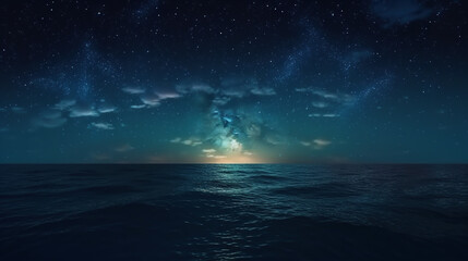 Fototapeta na wymiar Night Sky Seascape, Generative AI, Illustration