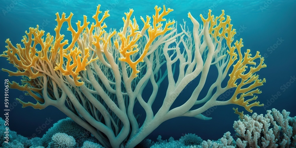 Wall mural stunning staghorn coral found deep in the ocean. generative ai