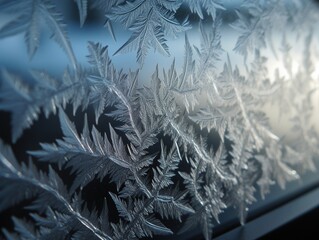 Frostige Eleganz: Makroaufnahme einer vereisten Glasstruktur - perfekt für winterliche Designs, kühle Ästhetik und zeitlose Eleganz, Generative AI 2