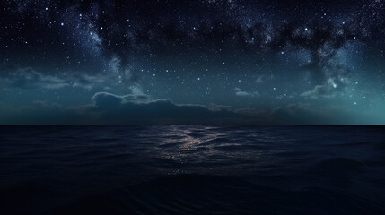 Fototapeta na wymiar Night Sky Seascape, Generative AI, Illustration