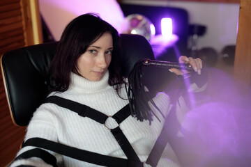 Gamer Girl in chear playing kinky games