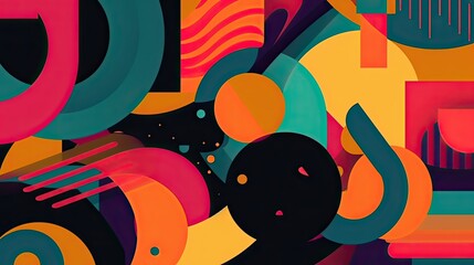 Abstract shapes with a bright color scheme and a playful style created with generative AI technology