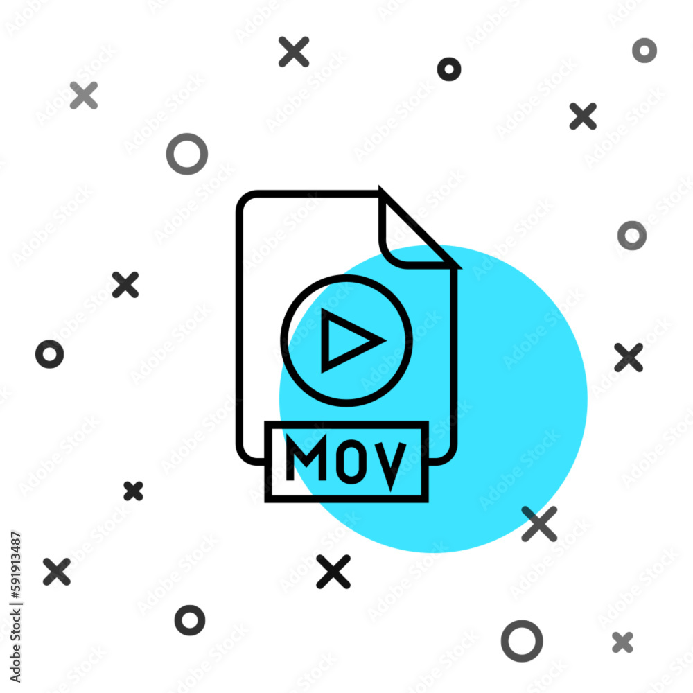 Poster black line mov file document. download mov button icon isolated on white background. mov file symbol