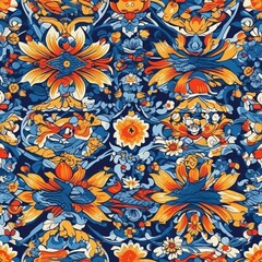 Mexican Talavera traditional pattern background texture design, mexico, seamless tile, Generative AI