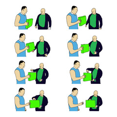 A man gives a gift to a friend, a vector illustration on a white background to create a video