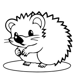 Coloring page of cute hedgehog on white background