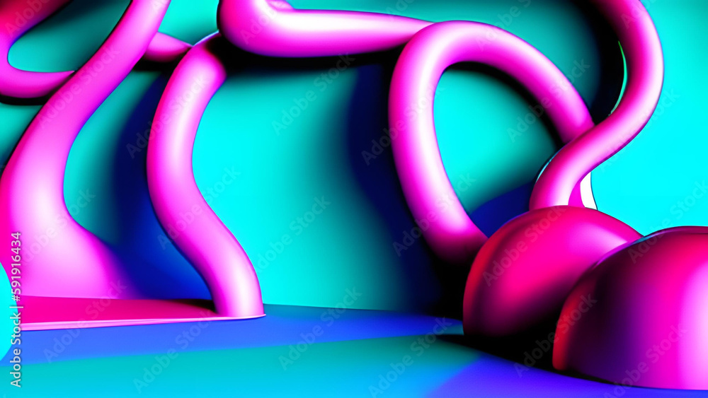 Poster abstract shape over blue background- 3d rendering - ai generative
