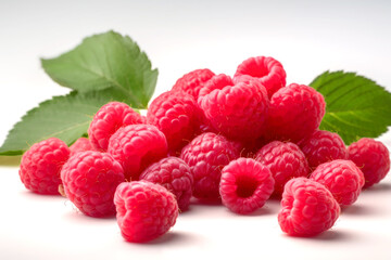 Raspberries on white background. Generative AI