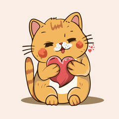 Cute cat Funny playful kitty illustration of funny cartoon cats isolated on white background print for children's clothing