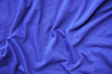 Fototapeta na wymiar Blue silk fabric background, blue sportswear texture