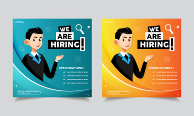 hiring recruitment design vector for vacant sign Job hiring poster, social media, banner, flyer and Recruitment Poster.