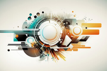 Obraz premium Geometric abstract background with dots, lines, polygonal shapes on light background. AI generative