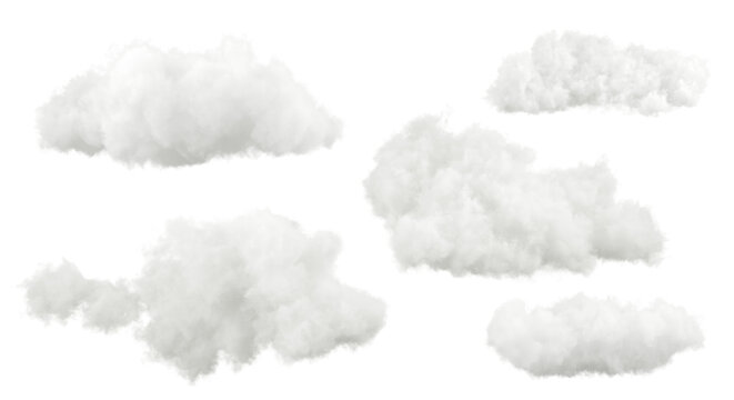 Cloudscape clear free shapes on transparent backgrounds 3d rendering png file