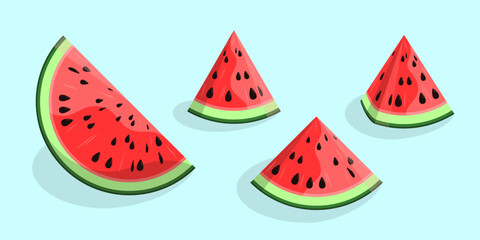 Watermelon flat illustration. Collection of stylized vector elements. Best for web, print, package, advertising, logo creating and branding design.