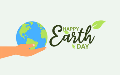 HAPPY EARTH DAY DESIGN AND CONCEPT IN FLAT DESIGN, SUITABLE FOR BACKGROUND, POSTER, STICKER, POSTCARD, OR SOCIAL MEDIA