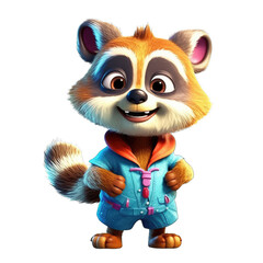 Obraz premium Raccoon Illustration on transparent background. Generative AI