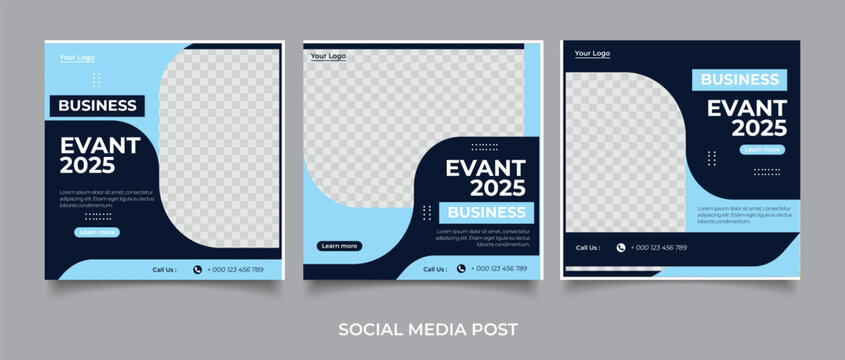 Business conference meeting social media post banner design template