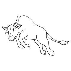 Cartoon buffalo isolated on line art