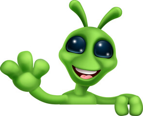 Alien Cute Little Green Man Martian Cartoon Mascot