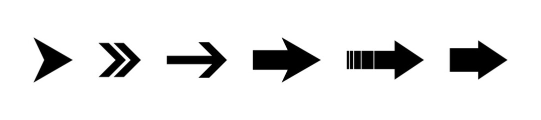 Arrow icon set. Forward, next, previous, direction sign
