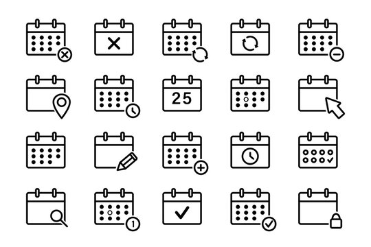 Calendar icon set. Calendar, planner, agenda, schedule. Week calendar schedule icon