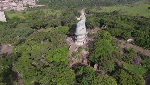 Salto, S&atilde;o Paulo/Brazil - Circa February 2023: Aerial view of Salto, Monument to the Patroness	