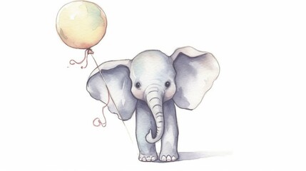 A cute t-shirt featuring a tiny elephant holding a balloon Generative AI