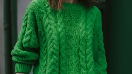 A cozy knitted sweater in a bright shade of green Generative AI