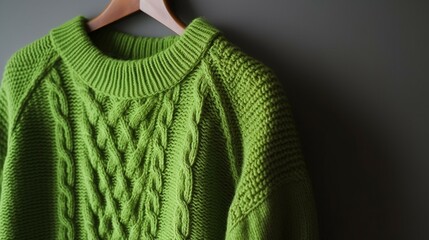 A cozy knitted sweater in a bright shade of green Generative AI