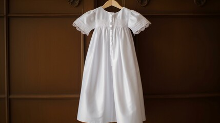 A sweet and simple white christening gown Generative AI