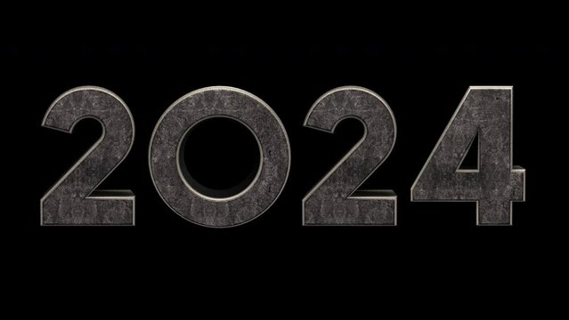 2024 3D Metal Text, Alpha Channel
