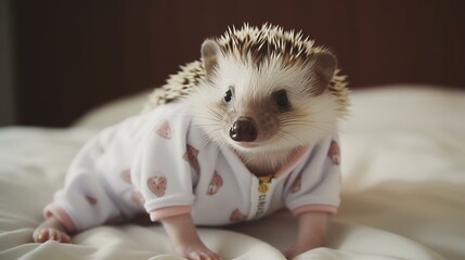 A cute onesie with a tiny hedgehog Generative AI