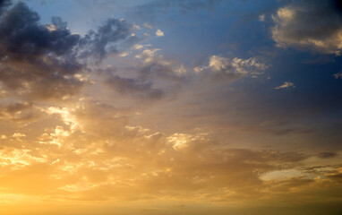 Colorful sunset sky over tranquil sea surface