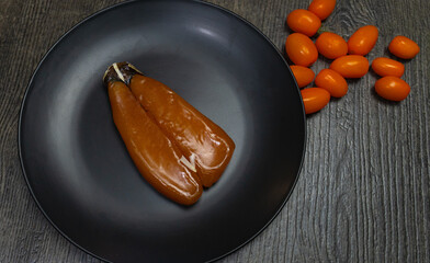 Bottarga, the dried, pressed roe of the mullet, used in the sardinian cooking
