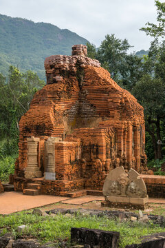 Remains of Hindu tower-temples at My Son Sanctuary, a UNESCO World Heritage site in Vietnam.