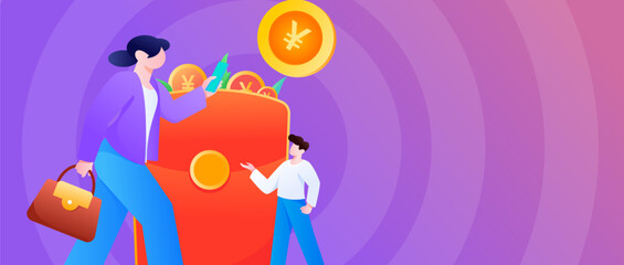 Internet finance and wealth management investment flat vector concept operation hand drawn illustration
