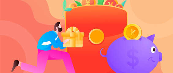 Internet finance and wealth management investment flat vector concept operation hand drawn illustration
