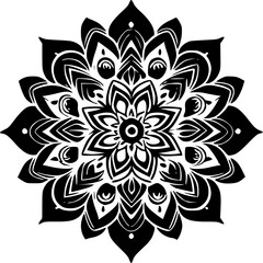Mandala - Black and White Isolated Icon - Vector illustration