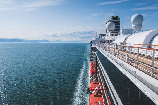 Cruise Ship Side Deck Lifeboats Sea View