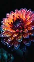Dahlia flower with waterdrops. Close up. Generative AI