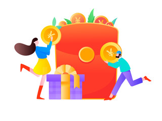 Internet finance and wealth management investment flat vector concept operation hand drawn illustration
