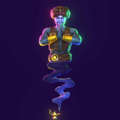 Genie from the lamp. 3D render. - 591932423