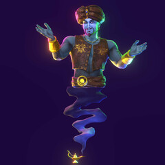 Genie from the lamp. 3D render. - 591932486