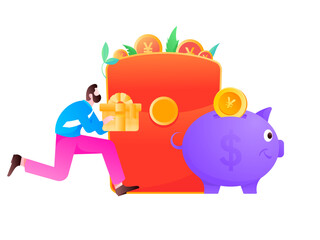 Internet finance and wealth management investment flat vector concept operation hand drawn illustration
